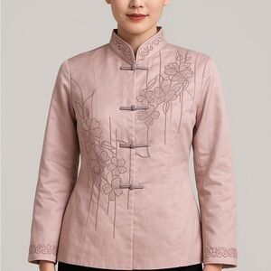 Elegant Pink Embroidered Women's Jacket